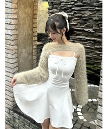 ダーリッチ ステッチリボンカットフレアミニワンピース 黒 ダーリッチ Darich ステッチリボンカットフレアミニワンピース