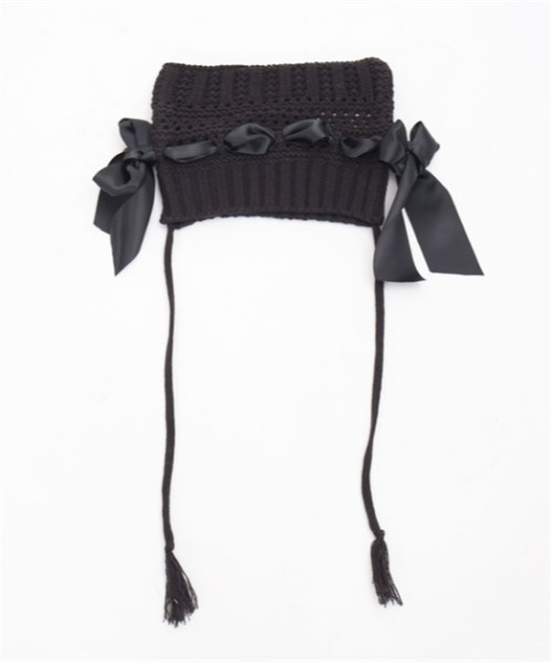 axes femme POETIQUE（アクシーズファムポエティック）の「サテンリボン猫耳ニット帽（ニットキャップ/ビーニー・レディース・ホワイト/ワイン/ブラック・FREE）」の15枚目の写真