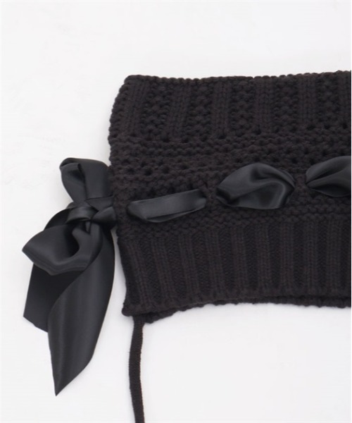 axes femme POETIQUE（アクシーズファムポエティック）の「サテンリボン猫耳ニット帽（ニットキャップ/ビーニー・レディース・ホワイト/ワイン/ブラック・FREE）」の17枚目の写真