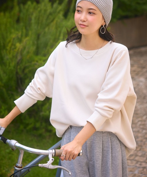 KOBE LETTUCE（コウベレタス）の「[ ぬく盛り ] ドルマンプルオーバー（スウェット・レディース・アイボリー/ブラック/グレー/ピンク系/ネイビー/ピンク・M）」の2枚目の写真