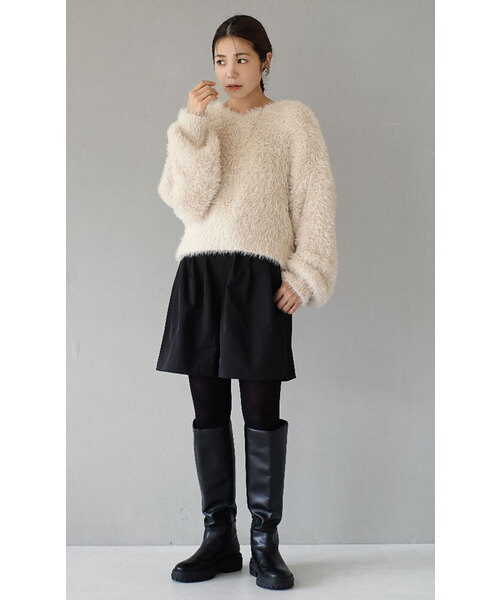 MIMIMEMETE（ミミメメット）の「DOUGHY SHAGGY KNIT［Vネックプルオーバー］（ニット/セーター・レディース・アイボリー/サックスブルー/レッド/ブラック・フリー）」の7枚目の写真