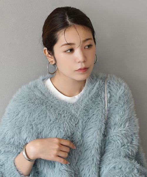 MIMIMEMETE（ミミメメット）の「DOUGHY SHAGGY KNIT［Vネックプルオーバー］（ニット/セーター・レディース・アイボリー/サックスブルー/レッド/ブラック・フリー）」の18枚目の写真