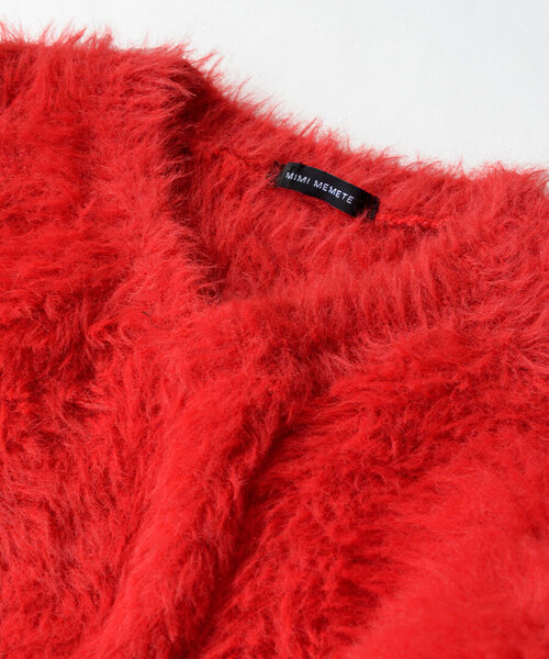 MIMIMEMETE（ミミメメット）の「DOUGHY SHAGGY KNIT［Vネックプルオーバー］（ニット/セーター・レディース・アイボリー/サックスブルー/レッド/ブラック・フリー）」の10枚目の写真