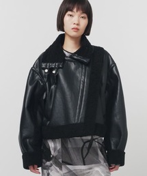 ジャケット・アウター things that matter ECO MOUTON JACKET ECO MOUTON BIG RIDERS JACKET(FREE BLACK): THINGS THAT MATTER