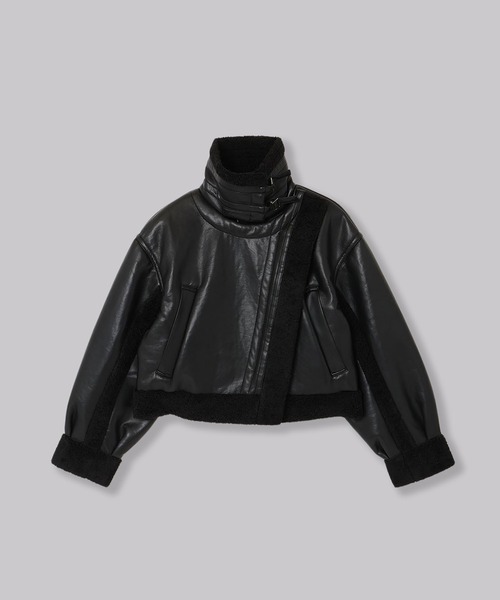 THINGS THAT MATTER（シングス ザット マター）の「IMITATION MOUTON CROPPED RIDERS JACKET / イミテーションムートンクロップドライダースジャケット（ライダースジャケット・レディース・ブラック/ブラウン・FREE）」の19枚目の写真