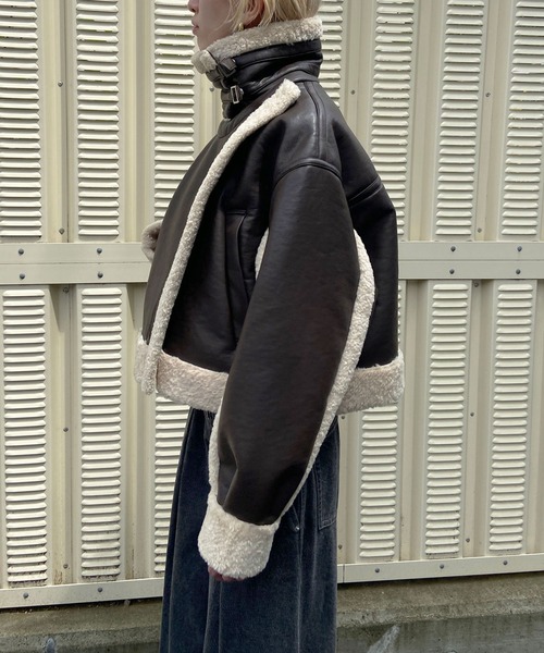 IMITATION MOUTON CROPPED RIDERS JACKET / イミテーションムートン