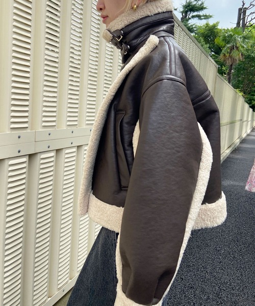 IMITATION MOUTON CROPPED RIDERS JACKET / イミテーションムートン