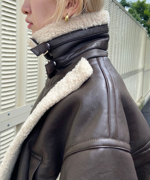 IMITATION MOUTON CROPPED RIDERS JACKET / イミテーションムートン