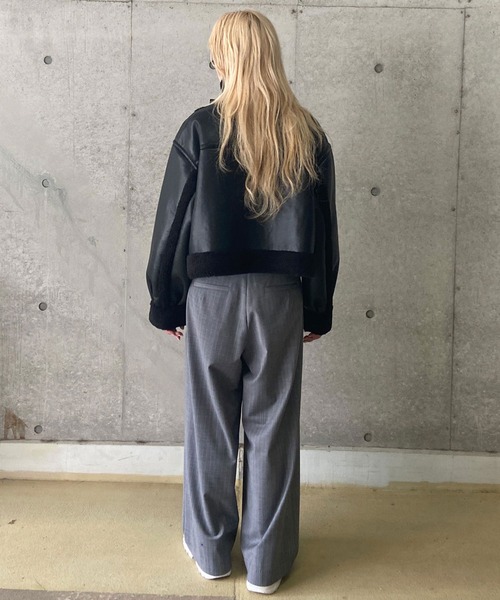 THINGS THAT MATTER（シングス ザット マター）の「IMITATION MOUTON CROPPED RIDERS JACKET / イミテーションムートンクロップドライダースジャケット（ライダースジャケット・レディース・ブラック/ブラウン・FREE）」の18枚目の写真