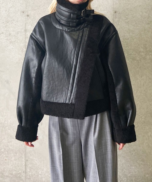 THINGS THAT MATTER（シングス ザット マター）の「IMITATION MOUTON CROPPED RIDERS JACKET / イミテーションムートンクロップドライダースジャケット（ライダースジャケット・レディース・ブラック/ブラウン・FREE）」の20枚目の写真