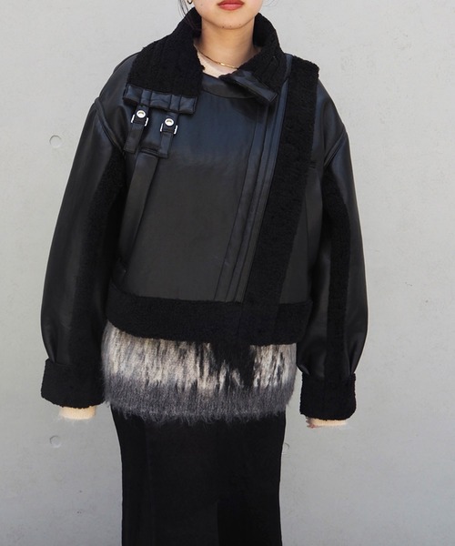THINGS THAT MATTER（シングス ザット マター）の「IMITATION MOUTON CROPPED RIDERS JACKET / イミテーションムートンクロップドライダースジャケット（ライダースジャケット・レディース・ブラック/ブラウン・FREE）」の21枚目の写真
