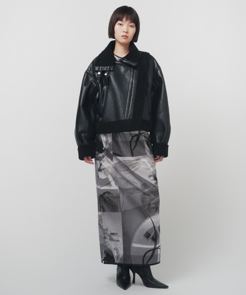 セール】IMITATION MOUTON CROPPED RIDERS JACKET / イミテーション