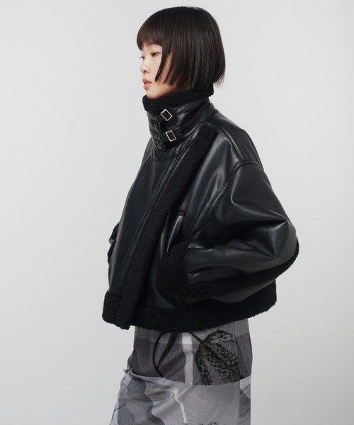 THINGS THAT MATTER（シングス ザット マター）の「IMITATION MOUTON CROPPED RIDERS JACKET / イミテーションムートンクロップドライダースジャケット（ライダースジャケット・レディース・ブラック/ブラウン・FREE）」の22枚目の写真
