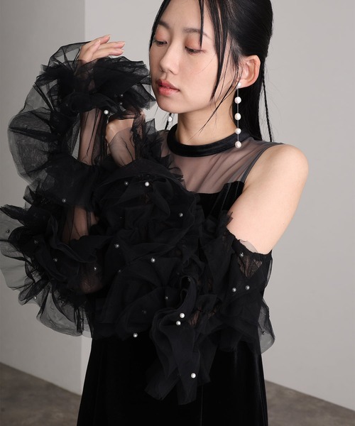 ✨完売品✨atlo by pour vous オケージョンドレス リボン 黒 セール】結婚式パーティードレスデタッチドスリーブ袖あり&ミモレ丈