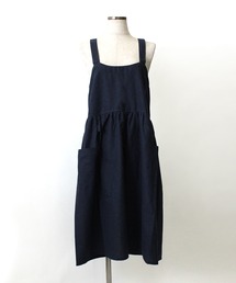 SETUP7（セットアップセブン）の「【SETUP7】タオルル－プ付き フレアギャザークロスエプロン リサイクルコットン ワンピース型 SNBD（エプロン）」