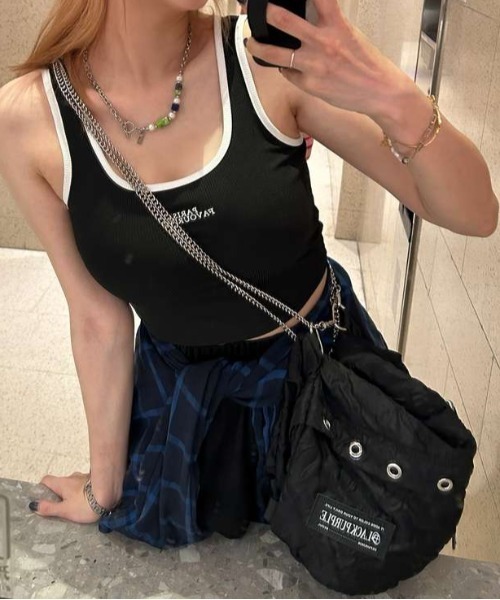 BLACKPURPLE（ブラックパープル）の「韓国ブランド BLACK PURPLE ブラックパープル Lucky string multi bag ショルダーバッグ ナップサック リュックサック 2wayバッグ 大容量 肩掛けバッグ カバン 鞄 黒バッグ 韓国ファッション 韓国ストリート ストリートファッション（バックパック/リュック・メンズ・ブラック・ONE SIZE）」の21枚目の写真