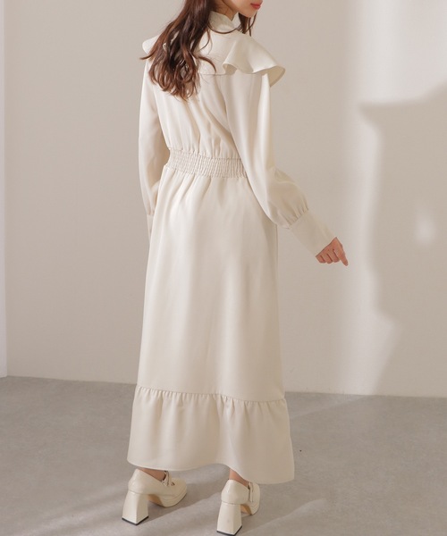 Lace Ladies（レースレディース）の「ビッグカラー ウエスト ギャザー  フリル マキシ ワンピース（ワンピース・レディース・グリーン/アイボリー/ブラック・S/FREE）」の16枚目の写真