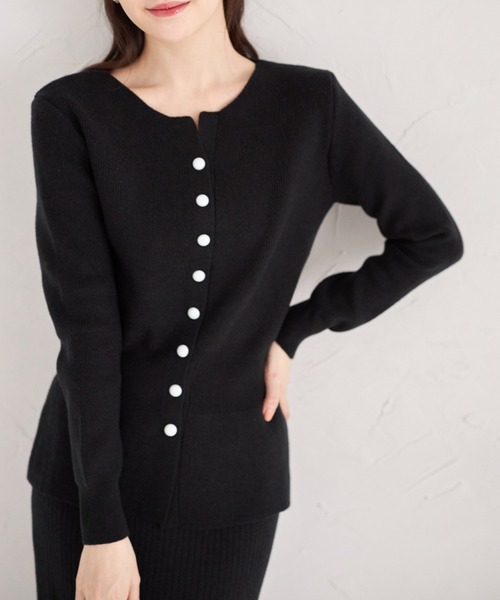 ペプラムリブニットトップス×リブニットタイトスカートセットアップ（ワンピース）｜tocco closet（トッコ クローゼット）