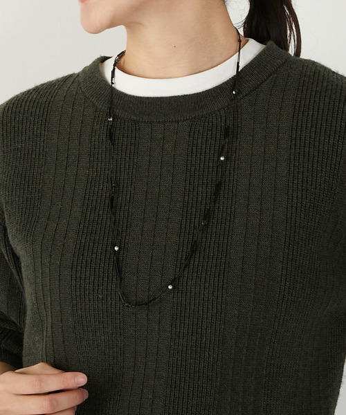 MELROSE claire（メルローズ クレール）の「【編み込みネックレス】（ネックレス・レディース・シルバー/ブラック・FREE）」の2枚目の写真