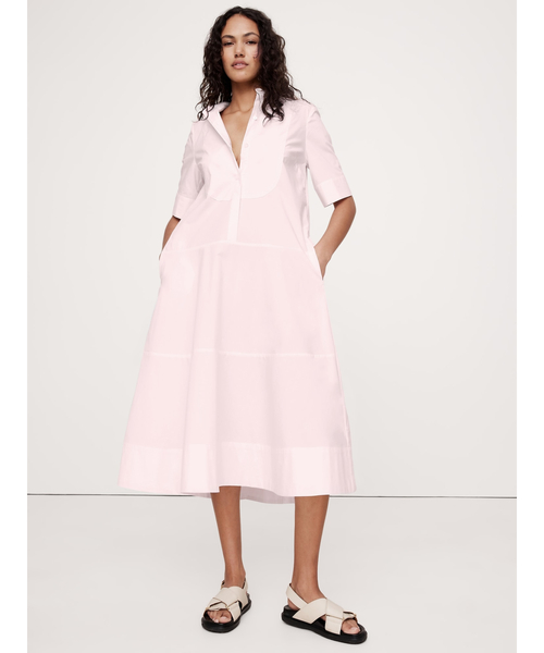 DVF★コットン混ポプリン ミディワンピース ドレス DVF☆コットン混ポプリン プリント ミディワンピース♪送料込
