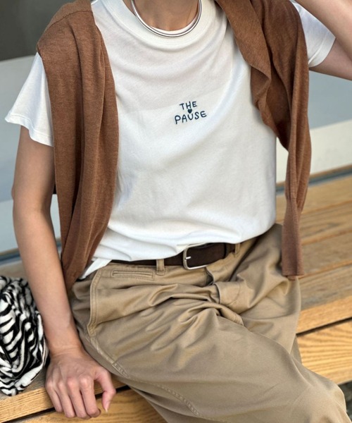 【THE PAUSE】THE PAUSE刺繍Tシャツ セール】【THE PAUSE】THE PAUSE刺繍Tシャツ（Tシャツ