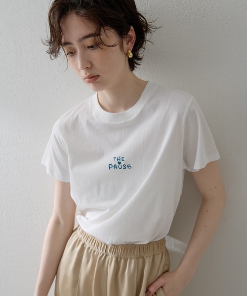 THE PAUSE】THE PAUSE刺繍Tシャツ（Tシャツ/カットソー）｜THE