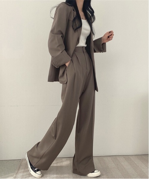 WEGO（ウィゴー）の「WEGO/【セットアップ対応】ベーシックスラックスワイドストレートパンツ（スラックス・レディース・ブラック/ホワイト/ブラウン・LARGE/SMALL/MEDIUM）」の17枚目の写真