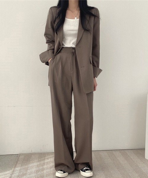 WEGO（ウィゴー）の「WEGO/【セットアップ対応】ベーシックスラックスワイドストレートパンツ（スラックス・レディース・ブラック/ホワイト/ブラウン・LARGE/SMALL/MEDIUM）」の15枚目の写真