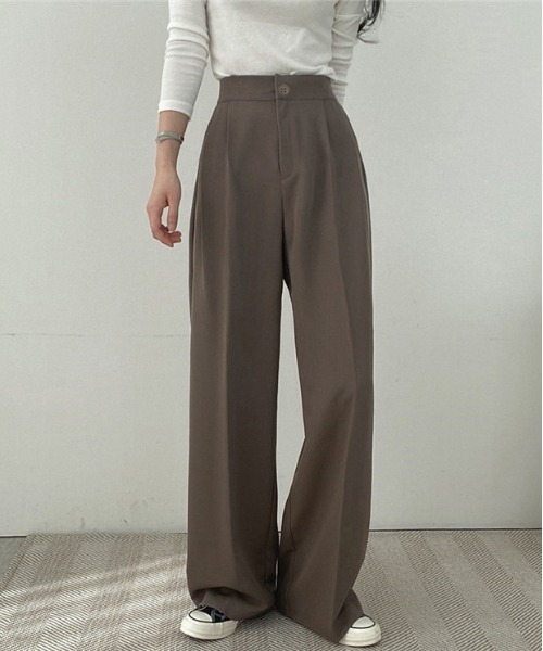 WEGO（ウィゴー）の「WEGO/【セットアップ対応】ベーシックスラックスワイドストレートパンツ（スラックス・レディース・ブラック/ホワイト/ブラウン・LARGE/SMALL/MEDIUM）」の18枚目の写真