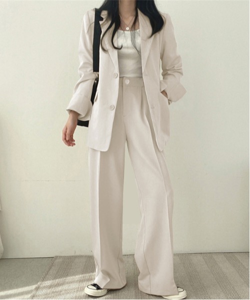 WEGO（ウィゴー）の「WEGO/【セットアップ対応】ベーシックスラックスワイドストレートパンツ（スラックス・レディース・ブラック/ホワイト/ブラウン・LARGE/SMALL/MEDIUM）」の11枚目の写真