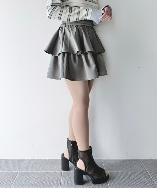 NOMAE（ノーマエ）の「サテンフリルティアードスカート（スカート