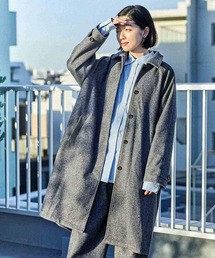 無印良品　婦人　再生ウール混ステンカラーコート（グレー柄） レディース 無印良品 ステンカラーコート 婦人 再生ウール混ステンカラー