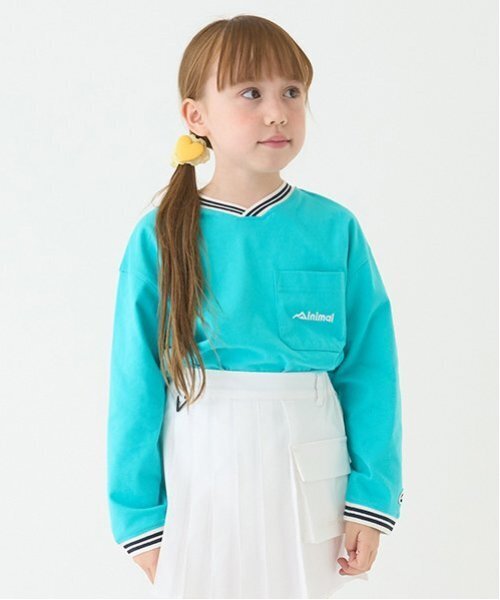 minimal（ミニマル）の「【防汚加工】天竺配色ラインリブTシャツ（Tシャツ/カットソー・キッズ・ホワイト/ライム/ターコイズブルー/ブラック・90cm/100cm/110cm/120cm/130cm/140cm）」の4枚目の写真