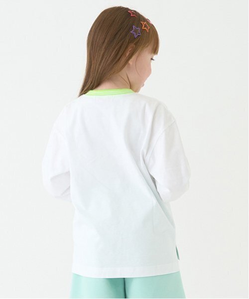 minimal（ミニマル）の「【防汚加工】天竺配色ラインリブTシャツ（Tシャツ/カットソー・キッズ・ホワイト/ライム/ターコイズブルー/ブラック・90cm/100cm/110cm/120cm/130cm/140cm）」の5枚目の写真
