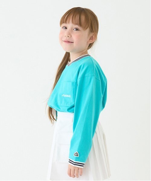 minimal（ミニマル）の「【防汚加工】天竺配色ラインリブTシャツ（Tシャツ/カットソー・キッズ・ホワイト/ライム/ターコイズブルー/ブラック・90cm/100cm/110cm/120cm/130cm/140cm）」の8枚目の写真