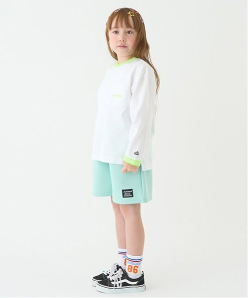 minimal（ミニマル）の「【防汚加工】天竺配色ラインリブTシャツ（Tシャツ/カットソー・キッズ・ホワイト/ライム/ターコイズブルー/ブラック・90cm/100cm/110cm/120cm/130cm/140cm）」の11枚目の写真