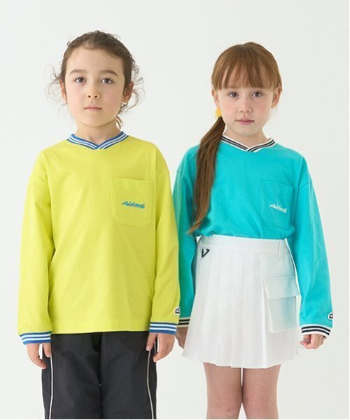 minimal（ミニマル）の「【防汚加工】天竺配色ラインリブTシャツ（Tシャツ/カットソー・キッズ・ホワイト/ライム/ターコイズブルー/ブラック・90cm/100cm/110cm/120cm/130cm/140cm）」の16枚目の写真