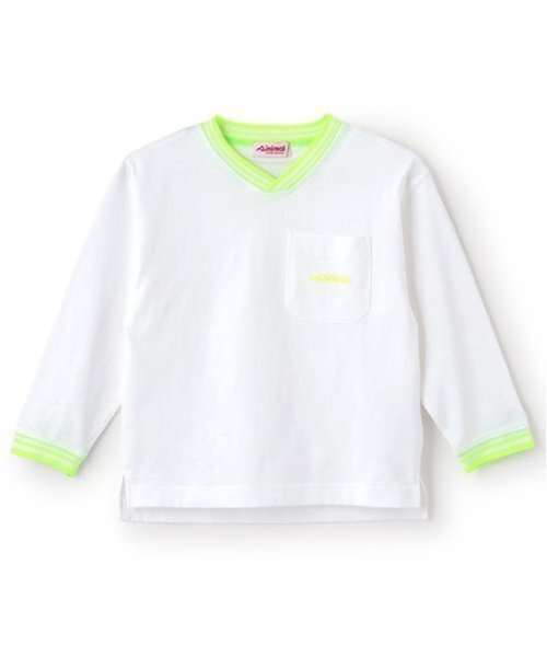 minimal（ミニマル）の「【防汚加工】天竺配色ラインリブTシャツ（Tシャツ/カットソー・キッズ・ホワイト/ライム/ターコイズブルー/ブラック・90cm/100cm/110cm/120cm/130cm/140cm）」の18枚目の写真