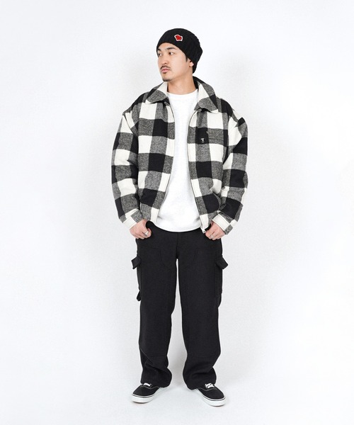 #Re:room(リルーム)の「バッファローチェックボアブルゾン(ブルゾン・メンズ・ホワイト/レッド/グリーン・M-L/S-M)」の9枚目の写真