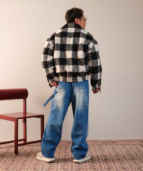 #Re:room(リルーム)の「バッファローチェックボアブルゾン(ブルゾン・メンズ・ホワイト/レッド/グリーン・M-L/S-M)」の8枚目の写真