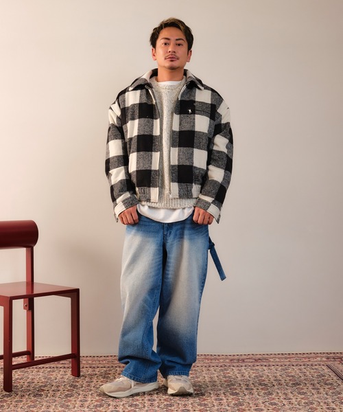 #Re:room(リルーム)の「バッファローチェックボアブルゾン(ブルゾン・メンズ・ホワイト/レッド/グリーン・M-L/S-M)」の4枚目の写真