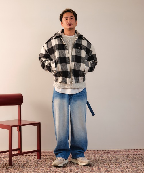 #Re:room(リルーム)の「バッファローチェックボアブルゾン(ブルゾン・メンズ・ホワイト/レッド/グリーン・M-L/S-M)」の5枚目の写真