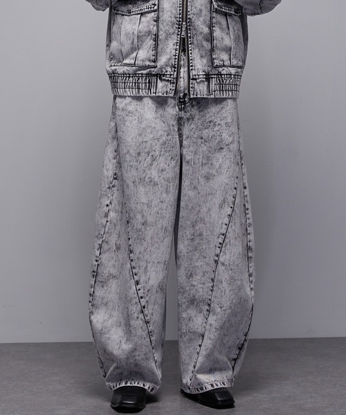 Loose/ルース(ルース)の「フェイデッド ワイドバギーカーブデニムパンツ(デニムパンツ・メンズ・ブラック/ホワイト・XS/S/M/L)」の19枚目の写真