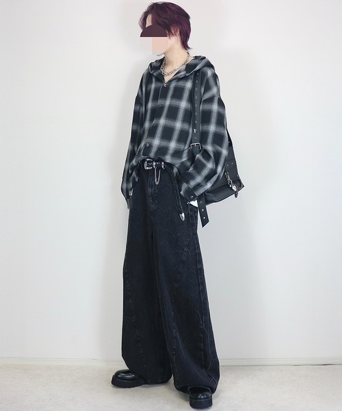 Loose/ルース(ルース)の「フェイデッド ワイドバギーカーブデニムパンツ(デニムパンツ・メンズ・ブラック/ホワイト・XS/S/M/L)」の16枚目の写真