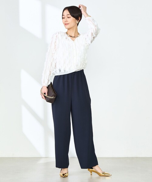 NOLLEY’S（ノーリーズ）の「《アンサンブル対応》《手洗い可能》カットフリンジ2WAYカーディガン（カーディガン/ボレロ・レディース・ライトグレー/ブラック/オフホワイト/ミント・38）」の6枚目の写真