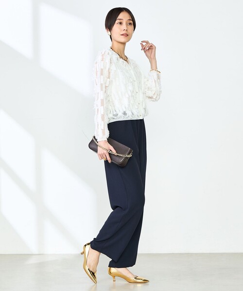 NOLLEY’S（ノーリーズ）の「《アンサンブル対応》《手洗い可能》カットフリンジ2WAYカーディガン（カーディガン/ボレロ・レディース・ライトグレー/ブラック/オフホワイト/ミント・38）」の7枚目の写真