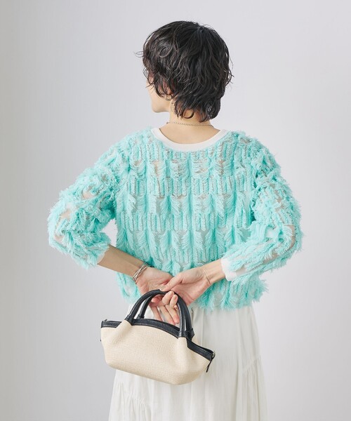 NOLLEY’S（ノーリーズ）の「《アンサンブル対応》《手洗い可能》カットフリンジ2WAYカーディガン（カーディガン/ボレロ・レディース・ライトグレー/ブラック/オフホワイト/ミント・38）」の17枚目の写真