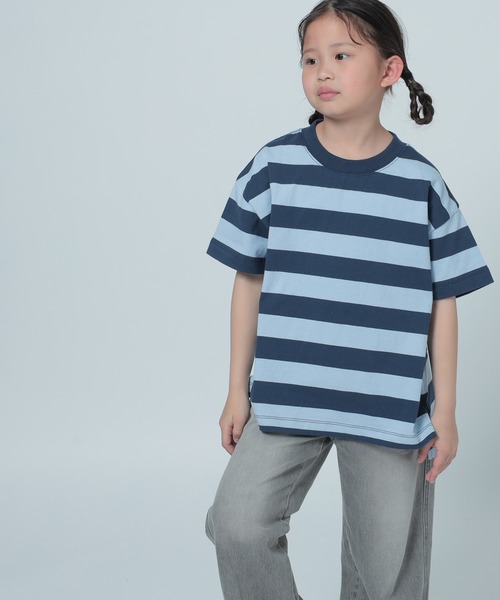 LOWRYS FARM（ローリーズファーム）の「フトボーダーＢＩＧＴ　 319681（Tシャツ/カットソー・キッズ・グレー/ブラック/ネイビー/パープル/レッド/グリーン/オレンジ・110cm/120cm/130cm/140cm/150cm）」の4枚目の写真