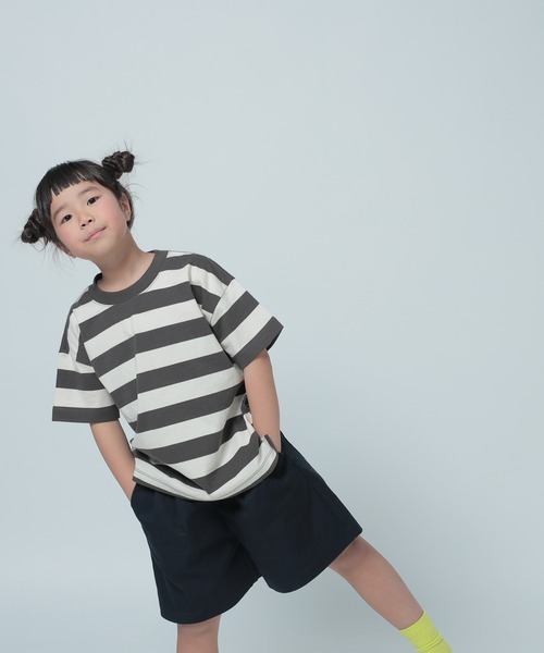 LOWRYS FARM（ローリーズファーム）の「フトボーダーＢＩＧＴ　 319681（Tシャツ/カットソー・キッズ・グレー/ブラック/ネイビー/パープル/レッド/グリーン/オレンジ・110cm/120cm/130cm/140cm/150cm）」の2枚目の写真