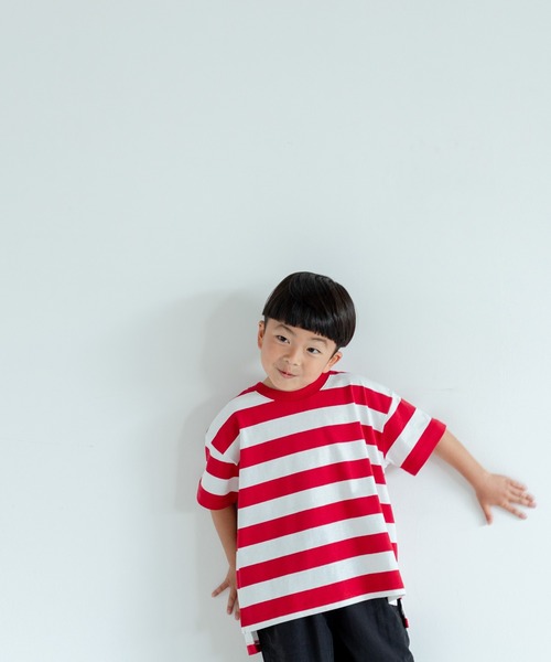 LOWRYS FARM（ローリーズファーム）の「フトボーダーＢＩＧＴ　 319681（Tシャツ/カットソー・キッズ・グレー/ブラック/ネイビー/パープル/レッド/グリーン/オレンジ・110cm/120cm/130cm/140cm/150cm）」の6枚目の写真